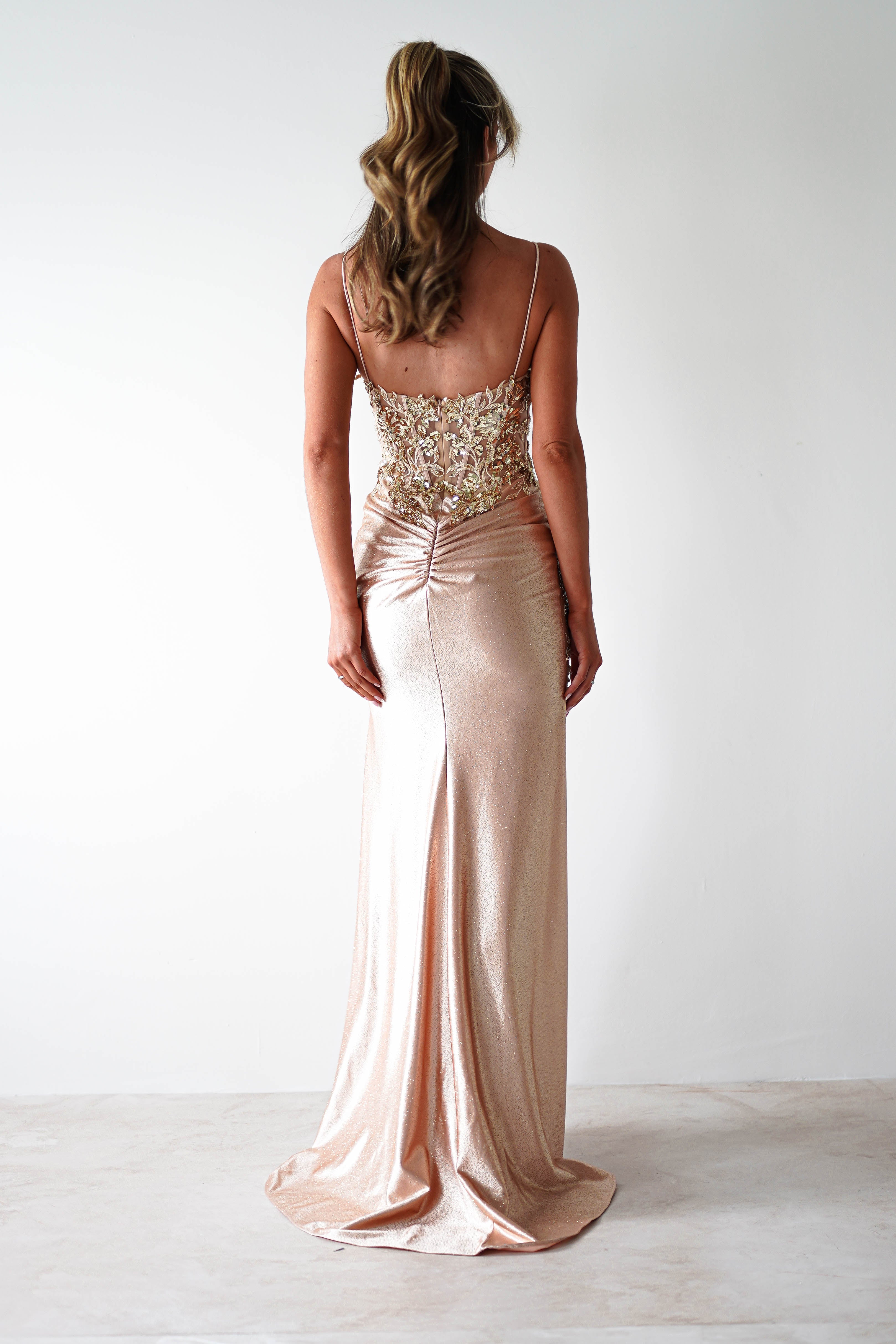 Vestido Regina Champanhe/Dourado