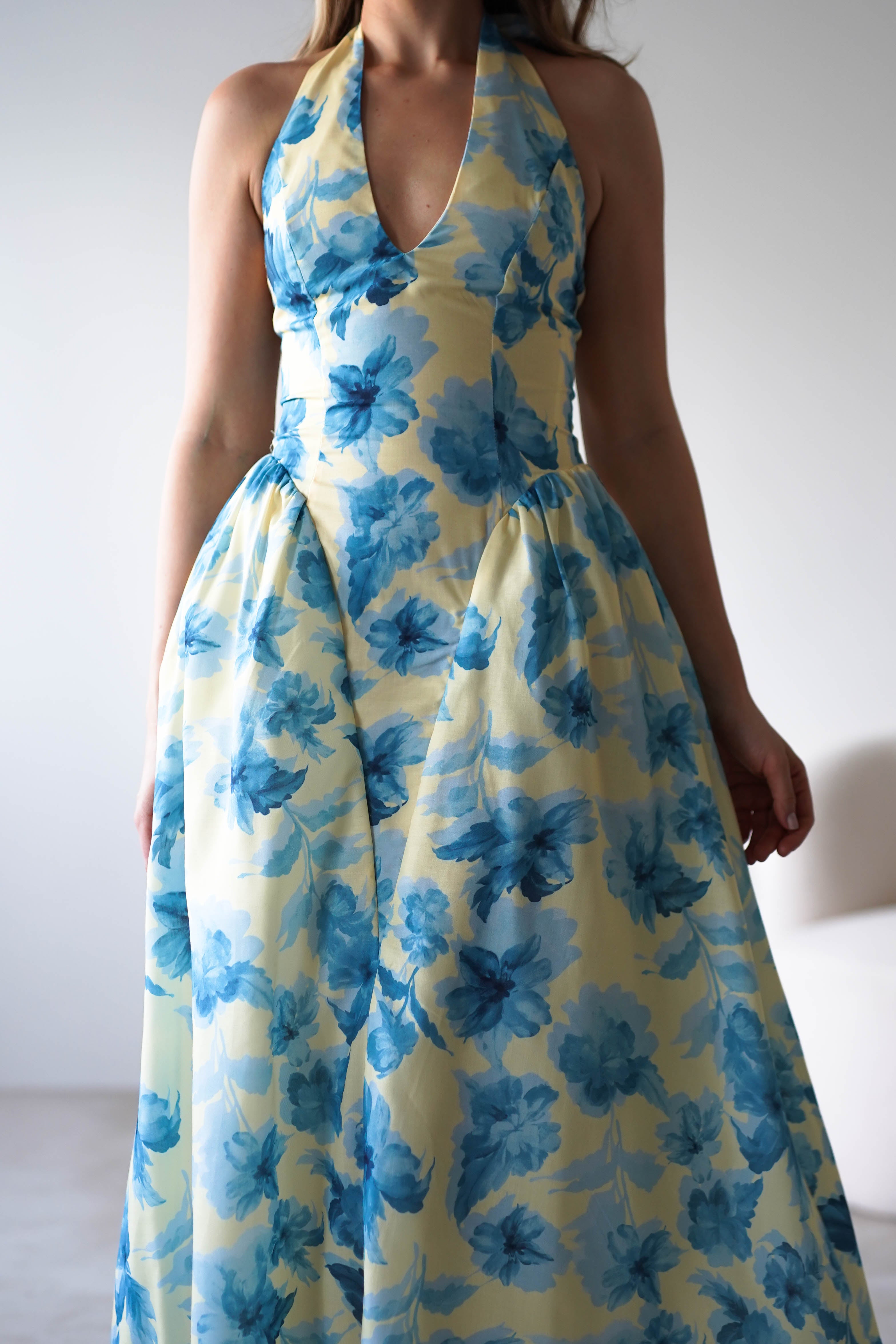 Vestido Sabine Amarelo & Azul