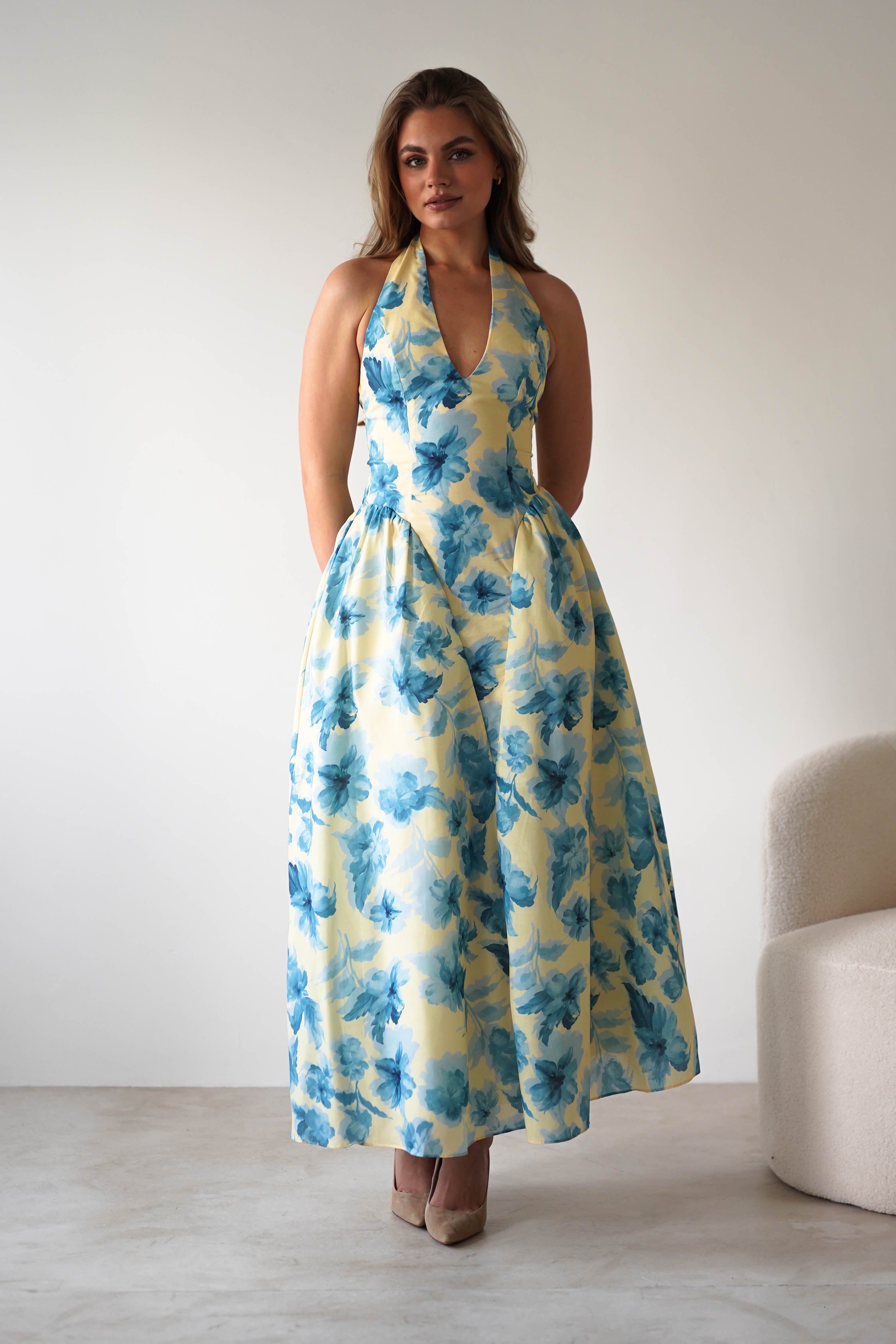 Vestido Sabine Amarelo & Azul