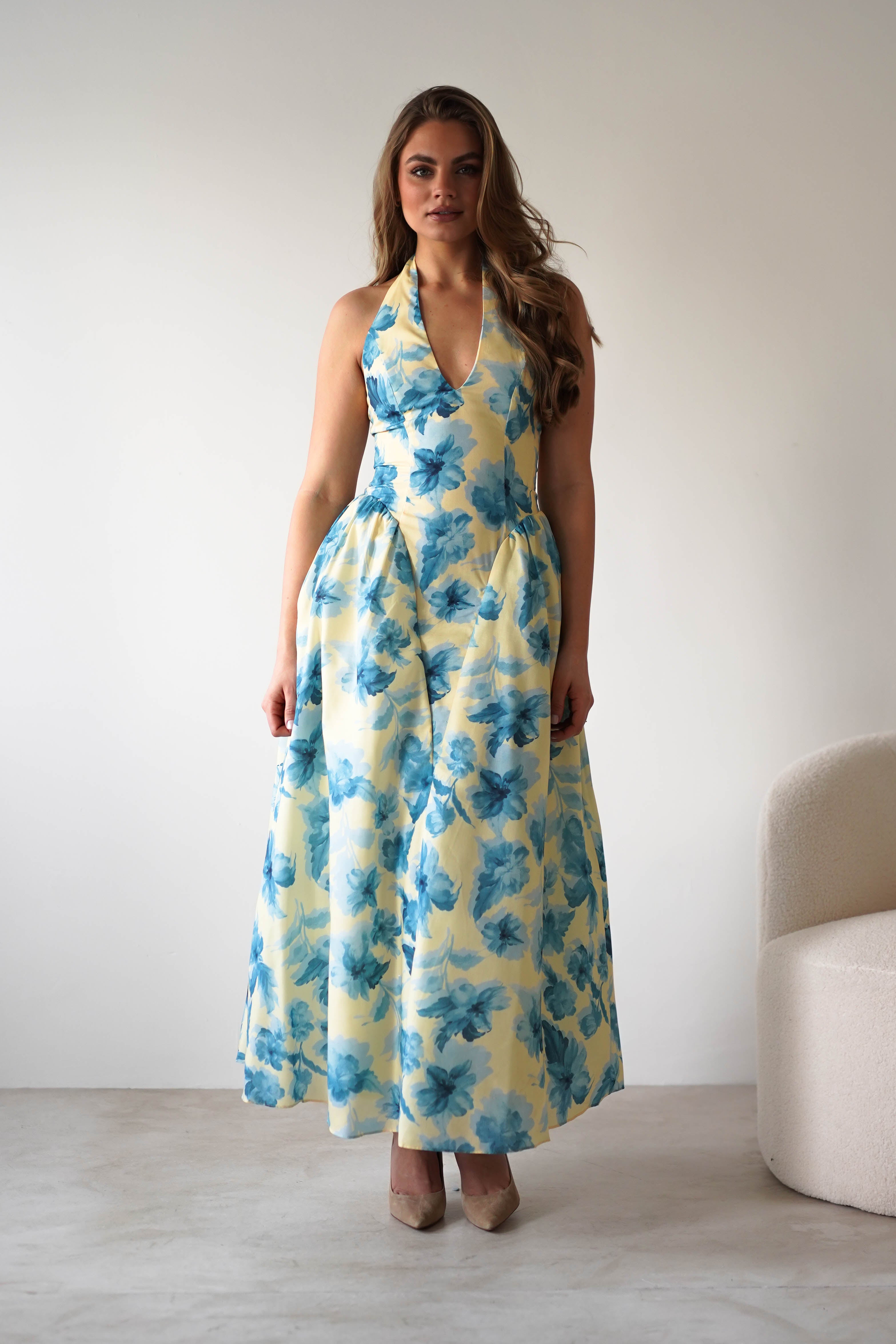 Vestido Sabine Amarelo & Azul
