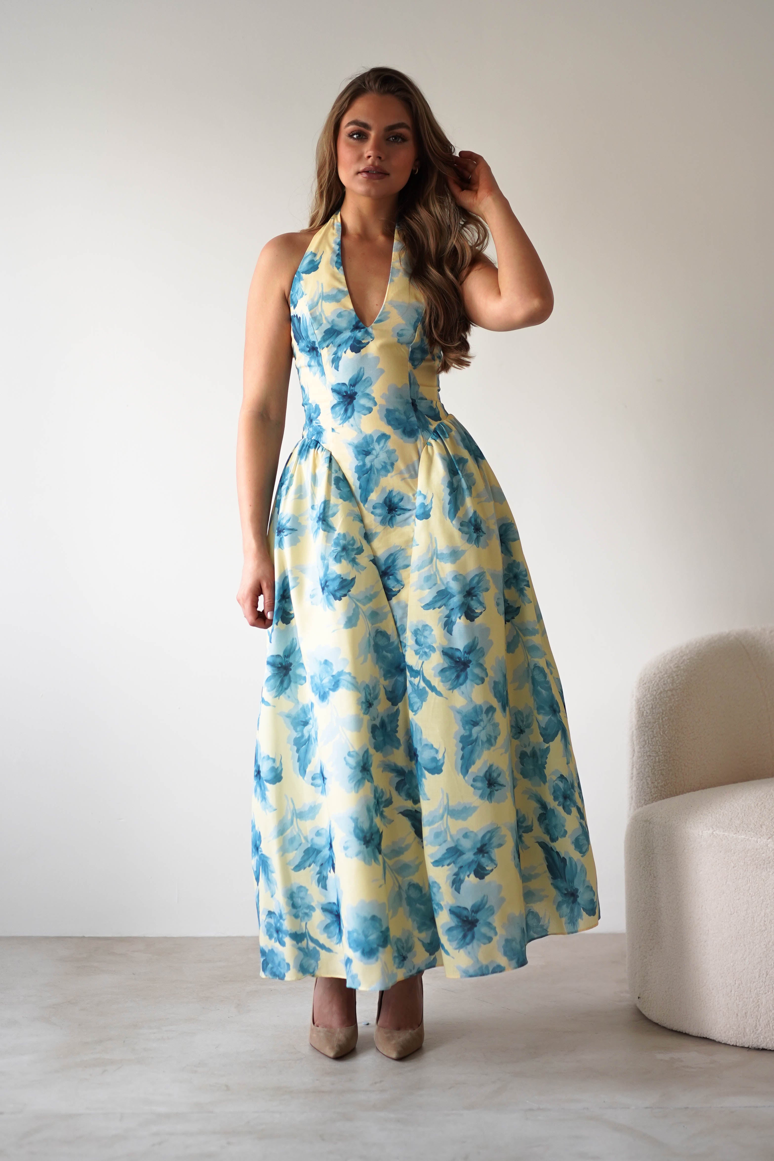 Vestido Sabine Amarelo & Azul