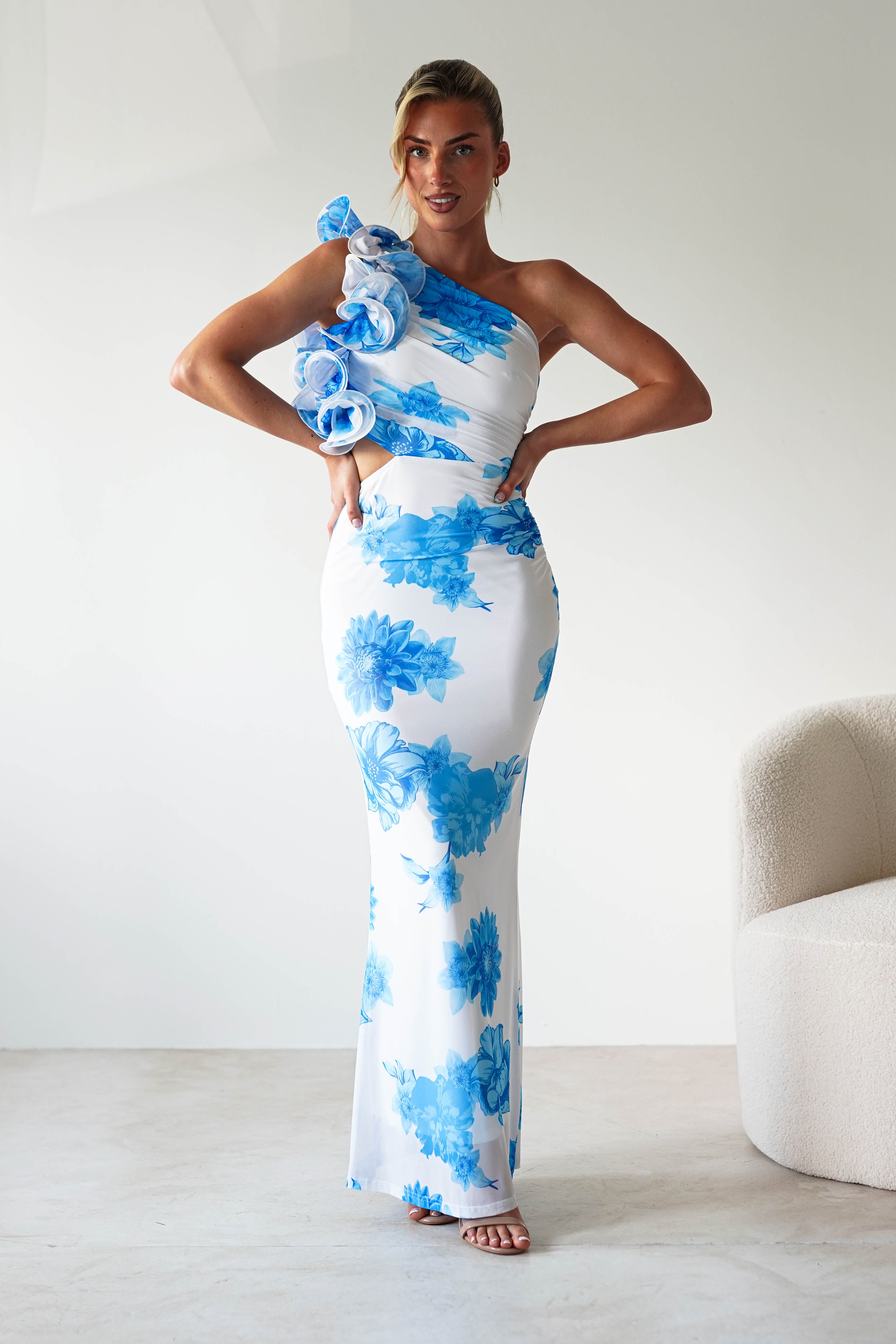 Vestido Rhia Azul/Branco
