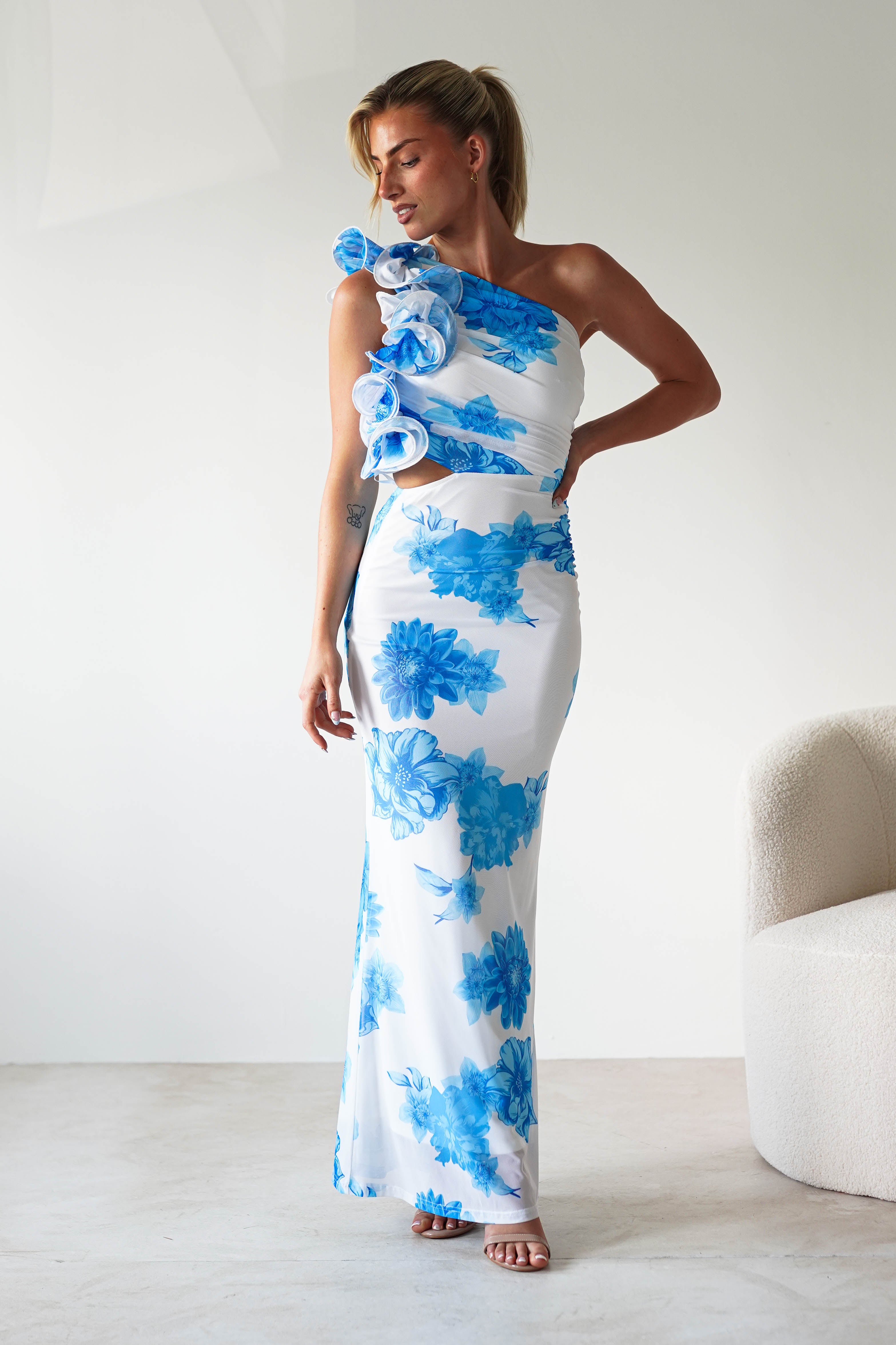 Vestido Rhia Azul/Branco