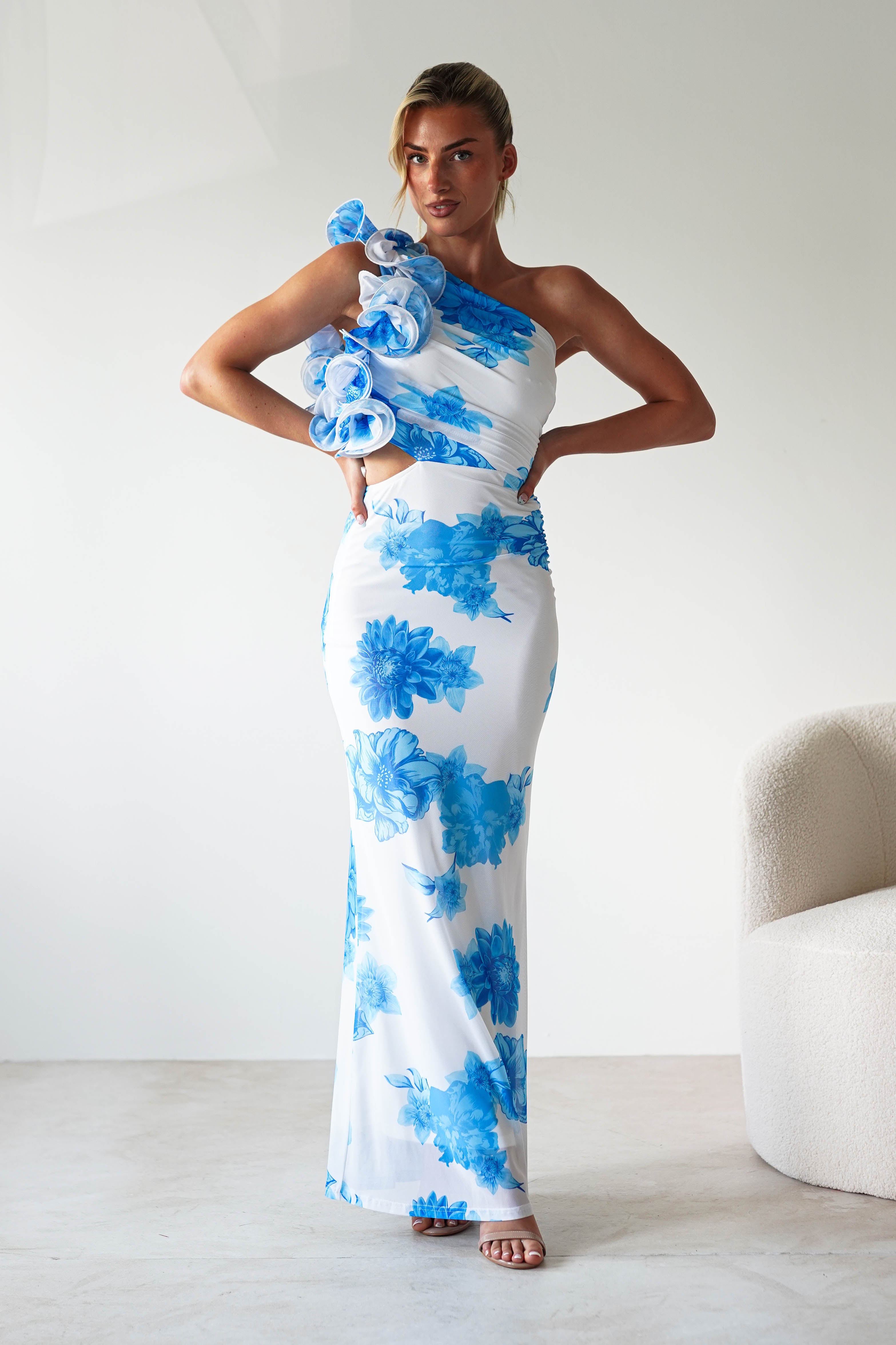 Vestido Rhia Azul/Branco
