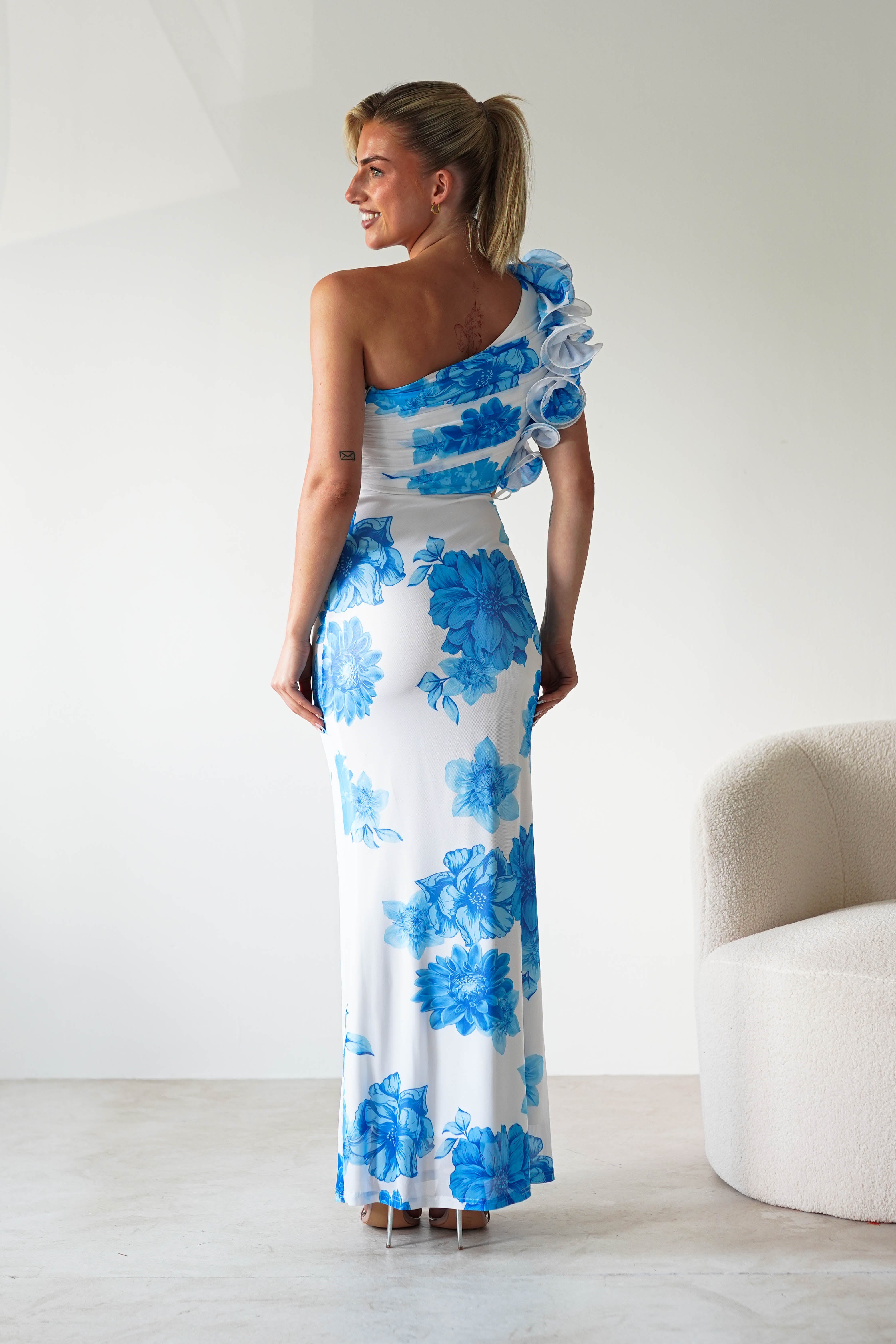 Vestido Rhia Azul/Branco