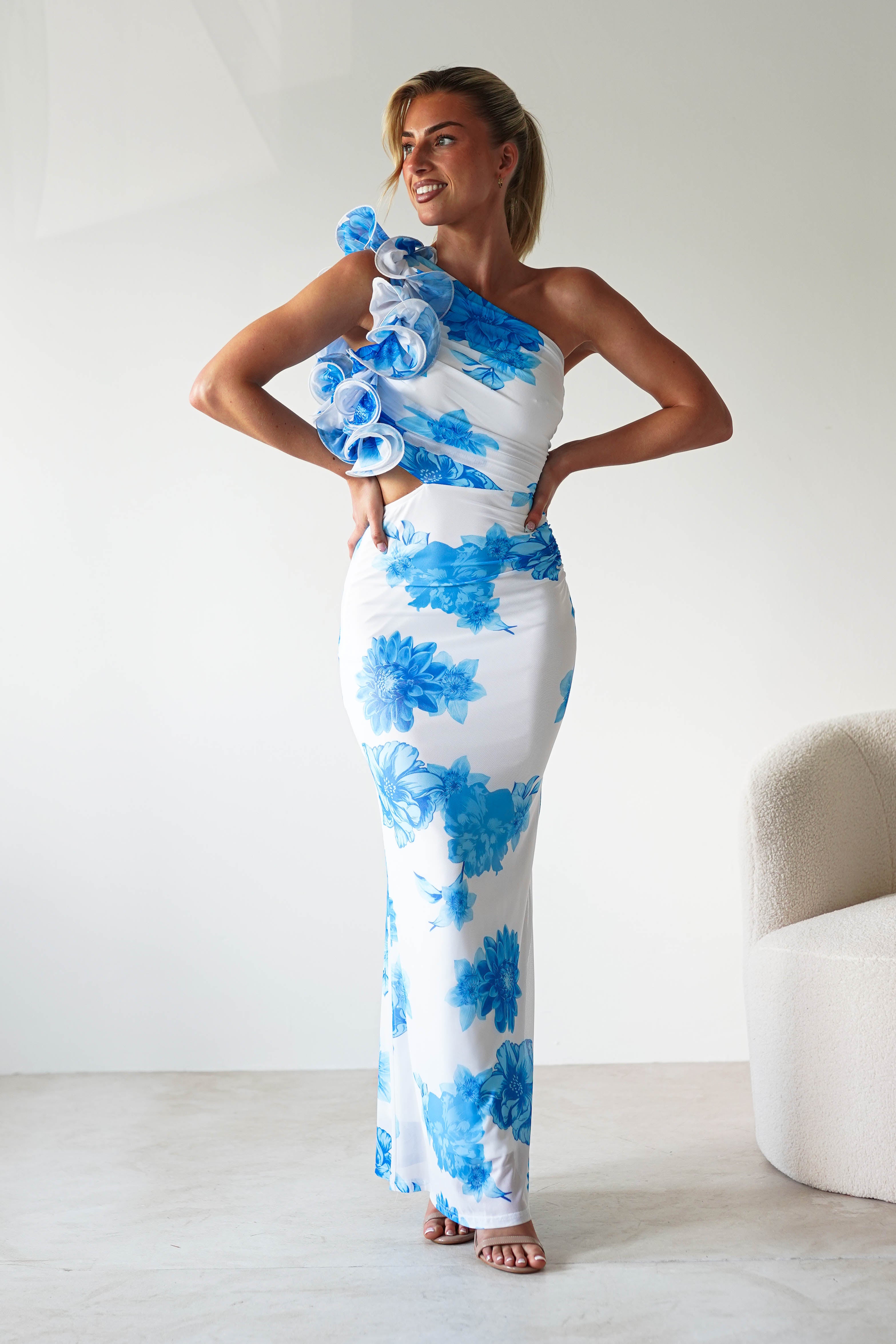 Vestido Rhia Azul/Branco